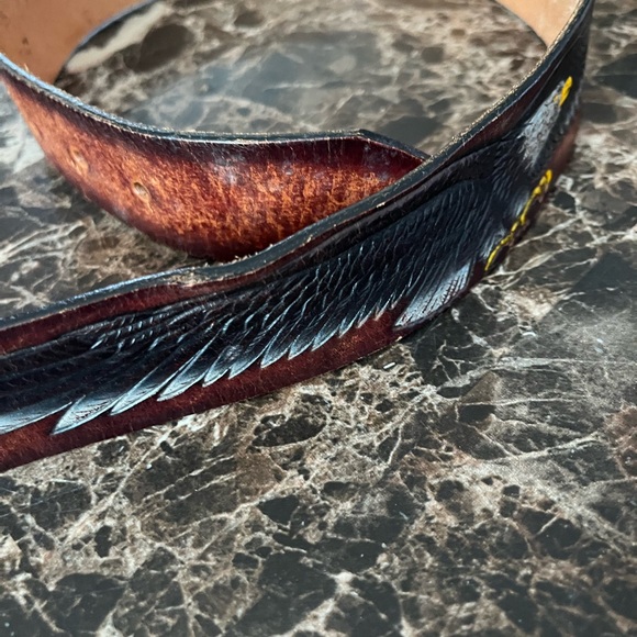 Eagle leather works leather belt with stag belt buckle size 34 - Picture 11 of 11